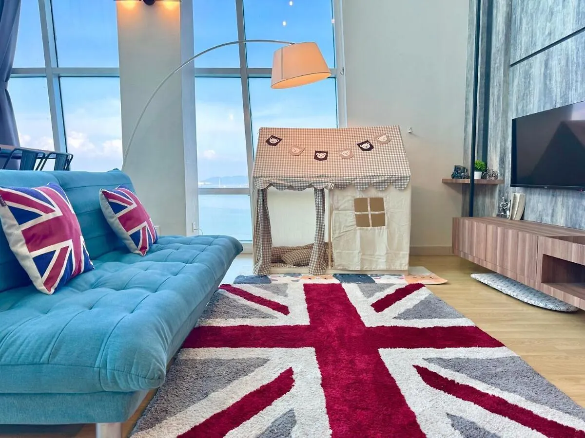 דירה Jelutong Maritime Suite #Pool Table #Kids Area #Full Seaview #Georgetown #6Pax #2Br2Bath #Private Host